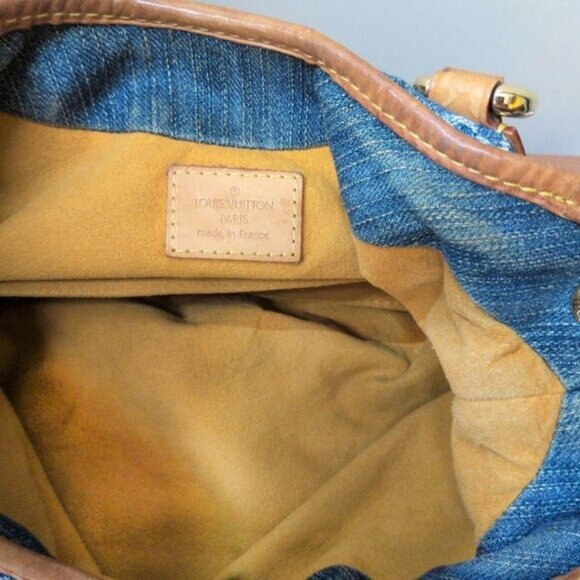 Authentic Louis Vuitton Denim Pleaty Monogram Vintage Pouch Pochette Hand Bag - Picture 13 of 16